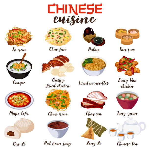 Chinese Food Cuisine Illustration A vector illustration of Chinese Food Cuisine chinese food stock illustrations