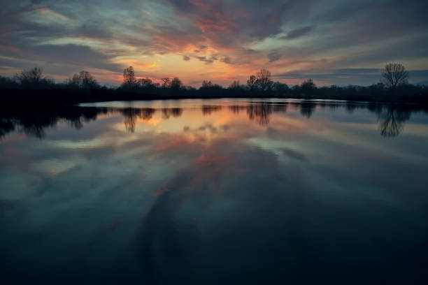 istock Amazing after sunset sky reflection on the lake 915052000