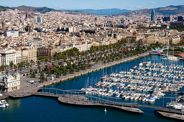 istock Large marina and cityscape in Barcelona 91505332