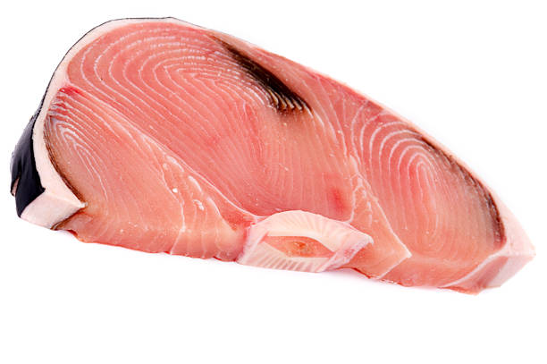 istock A single, raw shark fillet on a white background 91505367