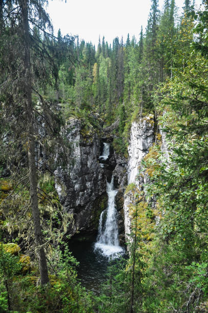 istock Virgin Komi forests, a waterfall in the rocks. 915055926