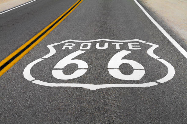 istock Route 66 Shield Logo on the Road 915056102