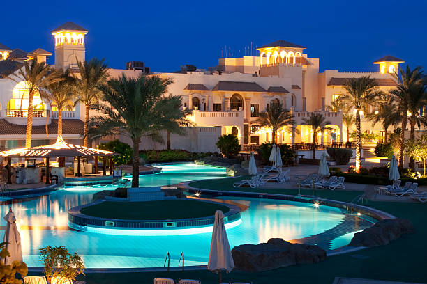 Beautiful Resort Pool on evening.