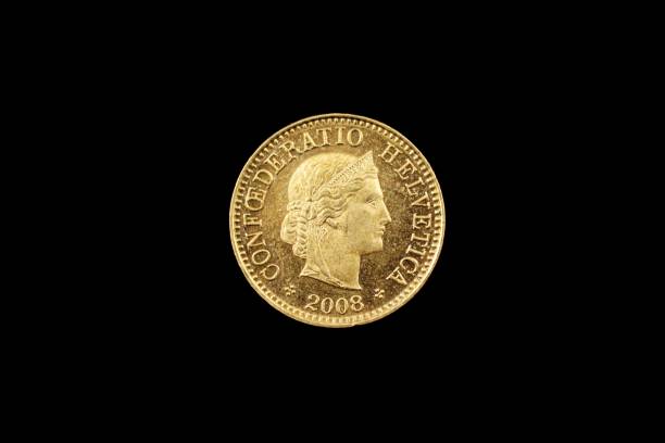 istock Swiss Five Centimes Coin Isolated On Black 915059024