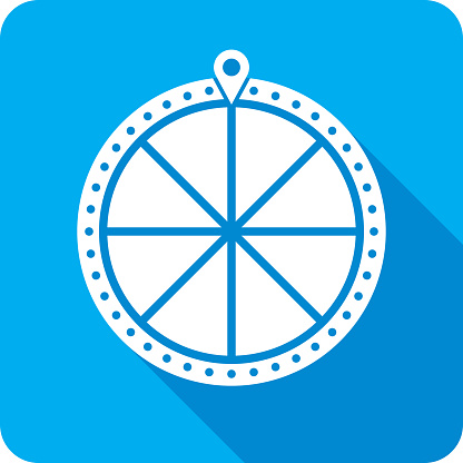 Vector illustration of a blue game show wheel icon in flat style.