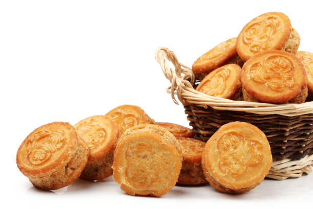istock Mung Bean Cake ，Sandwich biscuits on a white background 915067148