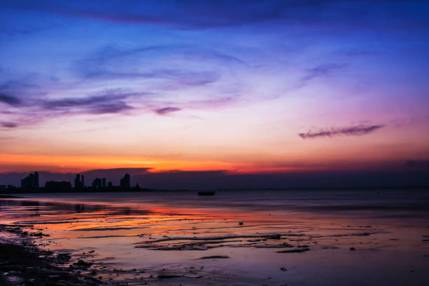 istock landscape of the beach in Twilight time . 915070318