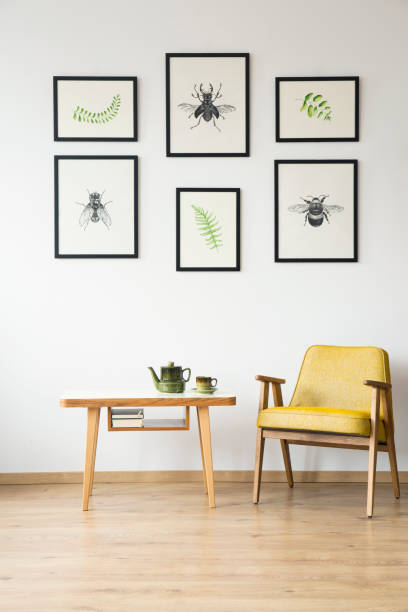 istock Yellow retro chair in room 915071388