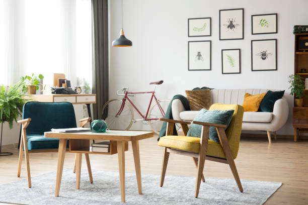 istock Retro armchairs in living room 915071390