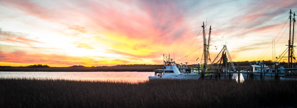 james island panorama - intracoastal waterway stock-fotos und bilder