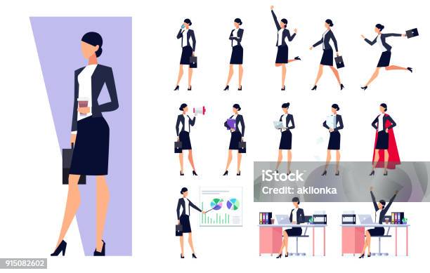 白い背景に分離されたビジネス文字のセット - 女性のベクターアート素材や画像を多数ご用意 - 女性, ビジネスウーマン, オフィス