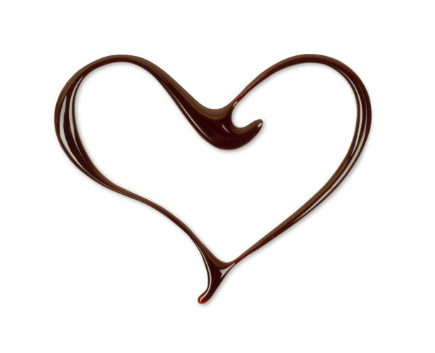 istock Heart drawn with melted chocolate close-up, isolated on white background 915083162