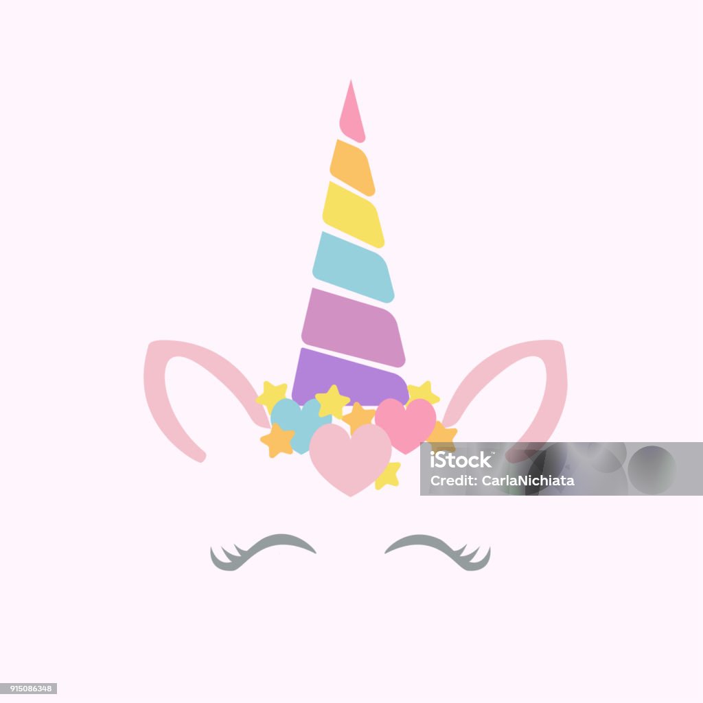 Happy unicorn face vector. Unicorn stock vector