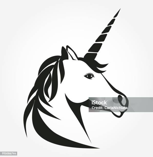 Unicorn Head Icon Vector Stylized Unicorn Portrait Emblem Illustration Stock Illustration - Download Image Now