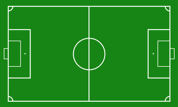 ilustracja boiska do piłki nożnej. boisko do piłki nożnej lub boisko do piłki nożnej - soccer field soccer grass green stock illustrations