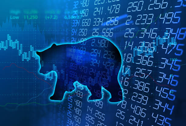 istock silhouette form of bear on technical financial graph 915093050