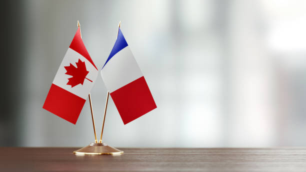 istock French And Canadian Flag Pair On A Desk Over Defocused Background 915093822
