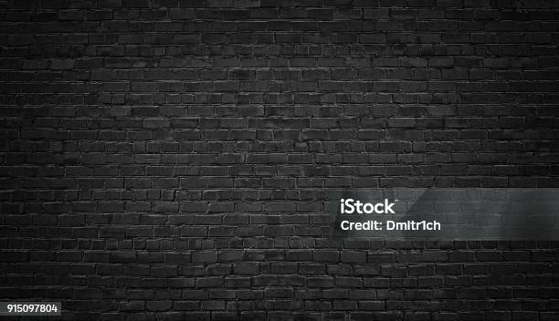 Black Brick Wall Background Texture Dark Masonry Stock Photo - Download Image Now - Brick Wall, Black Color, Brick