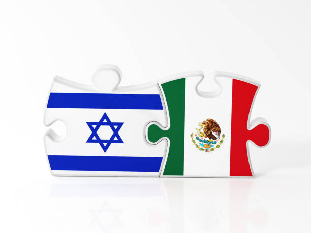 istock Jigsaw Puzzle Pieces Textured With Israeli And Mexican Flags 915098482