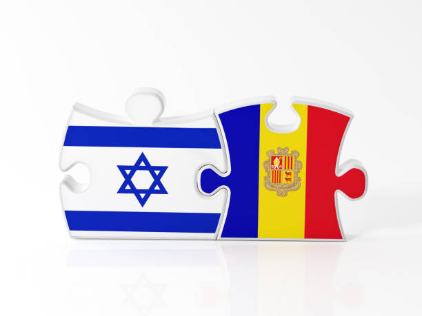 istock Jigsaw Puzzle Pieces Textured With Israeli And Andorra Flags 915098500