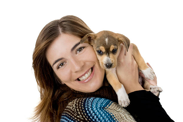 istock Woman with a puppy 91509976