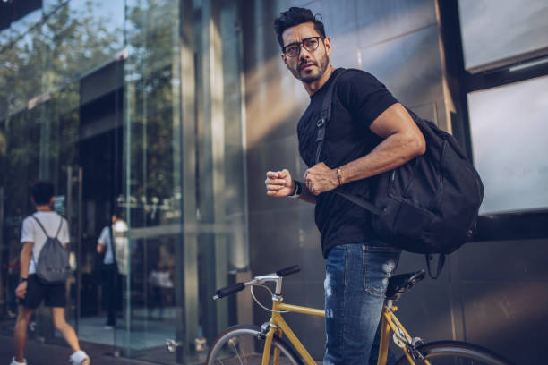 istock Modern man riding a bike 915101464