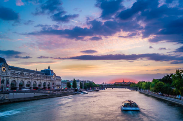 istock Blue sunset over Orsay Museum and Seine 915105554