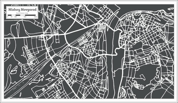 Nizhny Novgorod Russia City Map in Retro Style. Outline Map. Nizhny Novgorod Russia City Map in Retro Style. Outline Map. Vector Illustration. nizhny novgorod stock illustrations