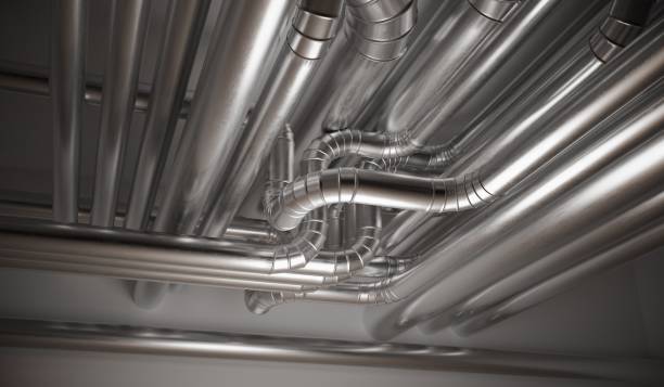 hvac (暖房、換気および空気調節) パイプ。3 d には、イラストが表示されます。 - air duct air conditioner pipe pipeline ストックフォトと画像