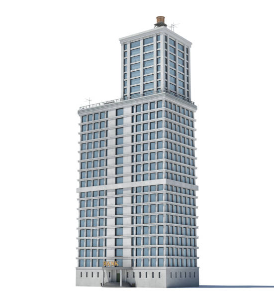 istock 3d rendering of a white high office building with many large windows 915116696