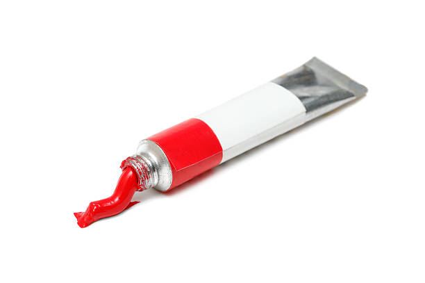 istock Red oil paint tube 91511856