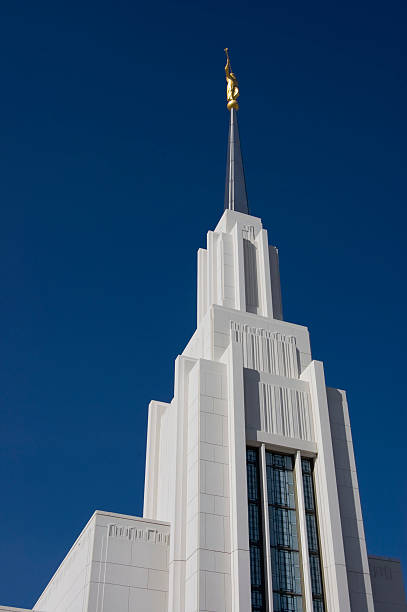 istock Looking up statue of Moroni at Mormon Temple 91512120