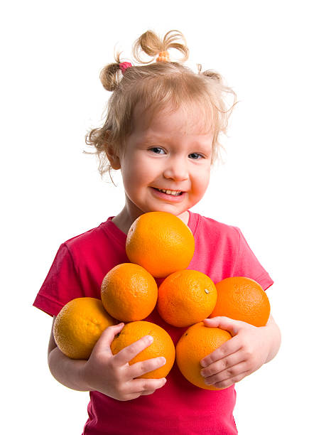 istock Beautiful girl with oranges 91512188