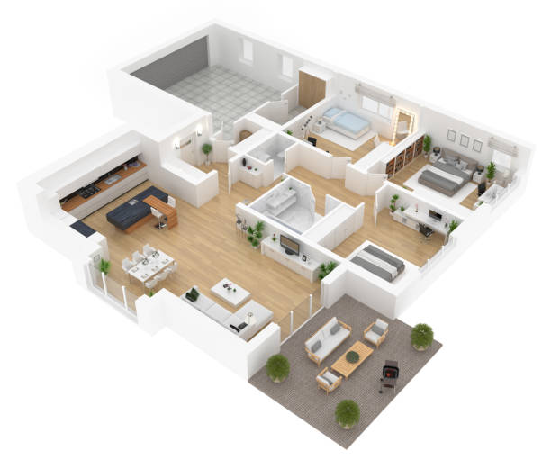 istock Floor plan top view. Apartment interior isolated on white background 915124636