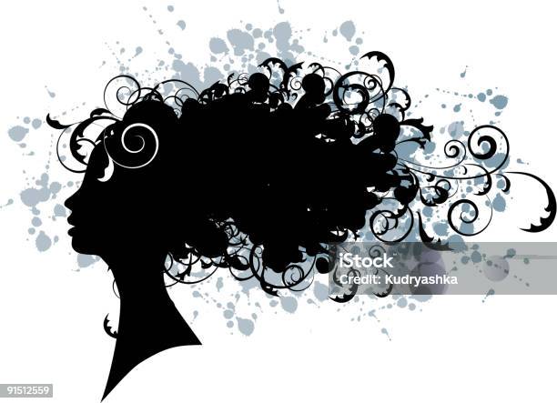 花のヘアスタイル女性の顔のシルエットをデザイン - シルエットのベクターアート素材や画像を多数ご用意 - シルエット, 女性, 女性一人