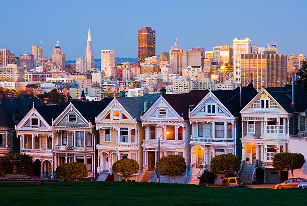 istock Alamo Square in San Francisco at night 91512598