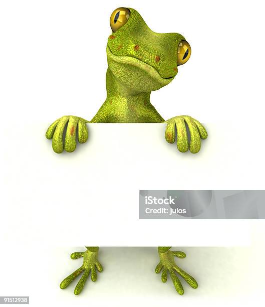 Zielony Gecko Z Pusty Znak - zdjęcia stockowe i więcej obrazów Gekon - Gekon, Bez ludzi, Clip Art