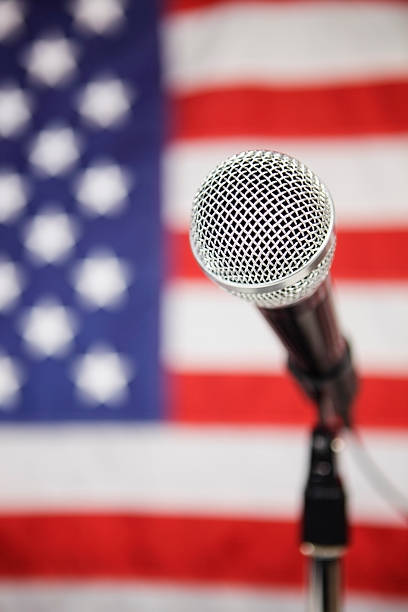 istock American Flag and microphone 91513122