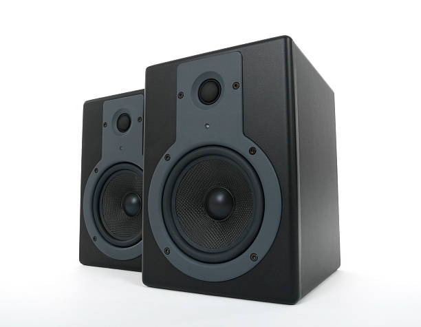istock Pair of black loud speakers 91513205