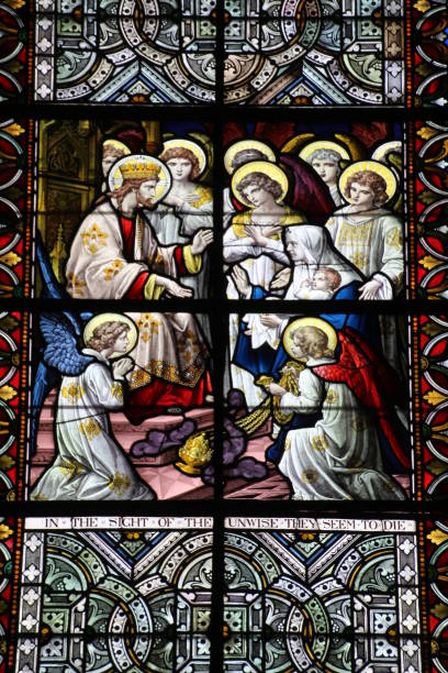 istock Stained glass window in Salisbury cathedral 915132116