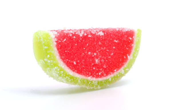 istock Red fruit marmalade jelly sweet candy isolated on white background 915133222