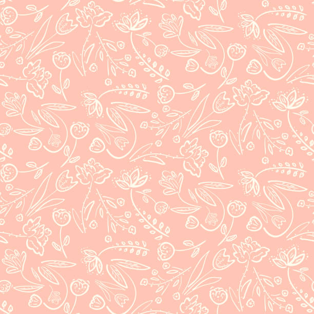 illustrations, cliparts, dessins animés et icônes de tendre motif rose avec ressort fleurs dessinés à la main - peach fruit backgrounds textured