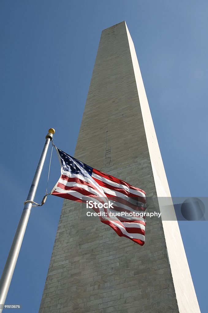 Bandeira e o Monumento de Washington - Foto de stock de Bandeira royalty-free