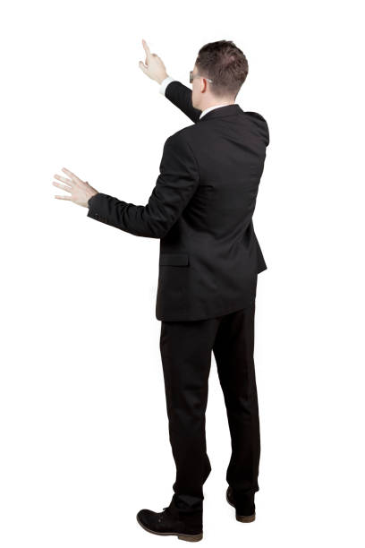 istock Young businessman touching on the transparent 915136858