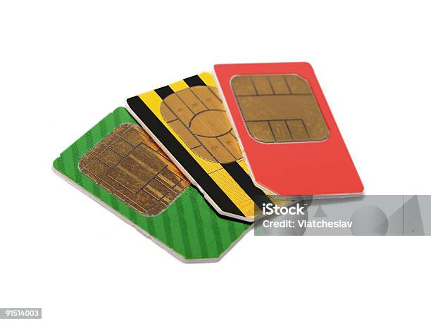 Sim Cards For Cell Phones Stock Photo - Download Image Now - Color Image, Communication, Computer Chip