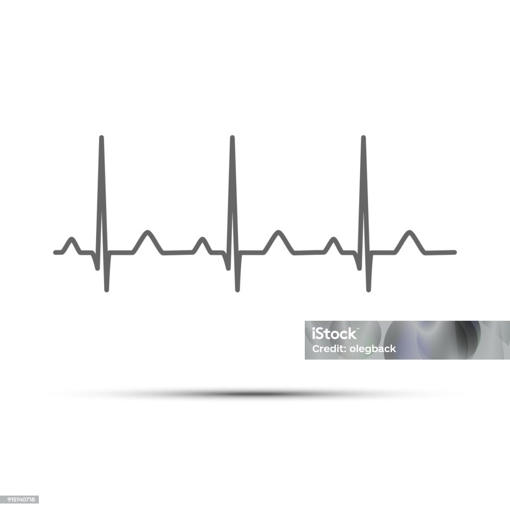 Black line heart rate isolated on white background. Vector cardio icon. Electrocardiography stock vector