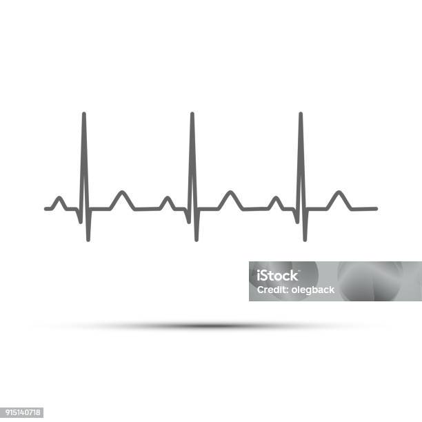 Black Line Heart Rate Isolated On White Background Vector Cardio Icon Stock Illustration - Download Image Now