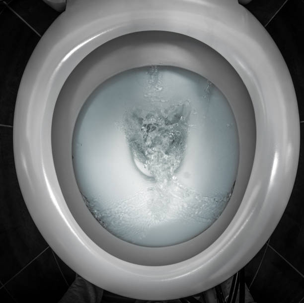 istock Water flushing  toilet 915140868