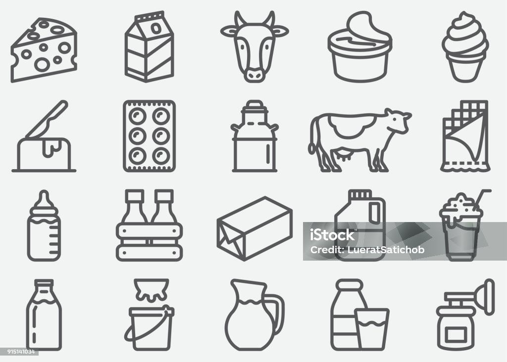 Lait et produits laitiers ligne icônes - clipart vectoriel de Lait libre de droits