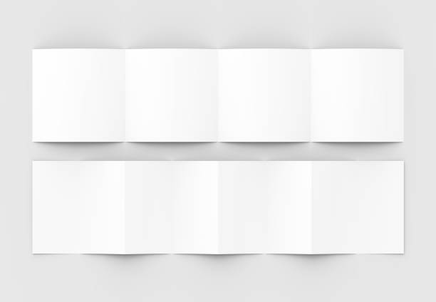 istock Square four folded - 4-Fold - brochure mock-up isolated on soft gray background. 3D illustrating. 915141092